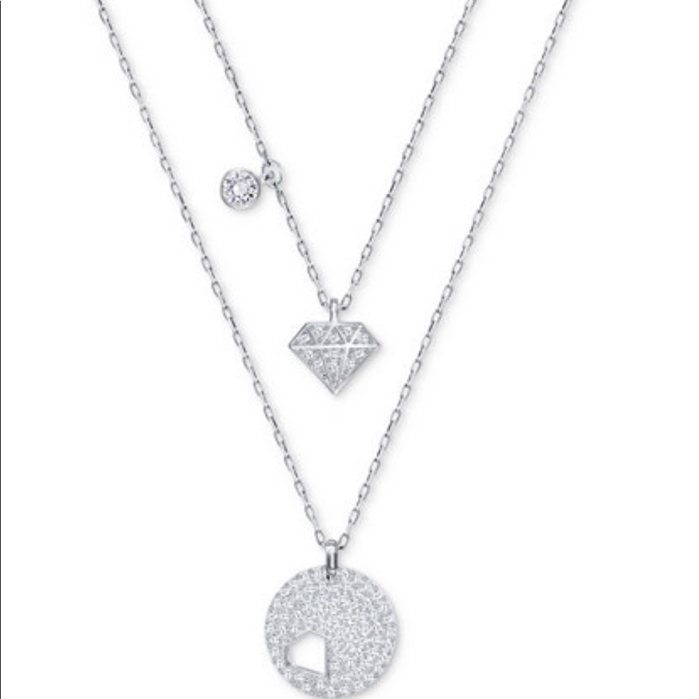 Swarovski duo pendant-silver